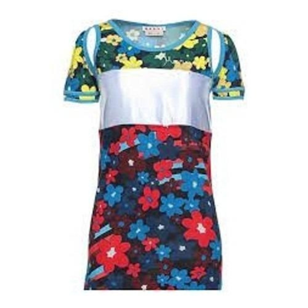 MARNI Floral Print Short Sleeve Tunic Top Made in Italy Size 38